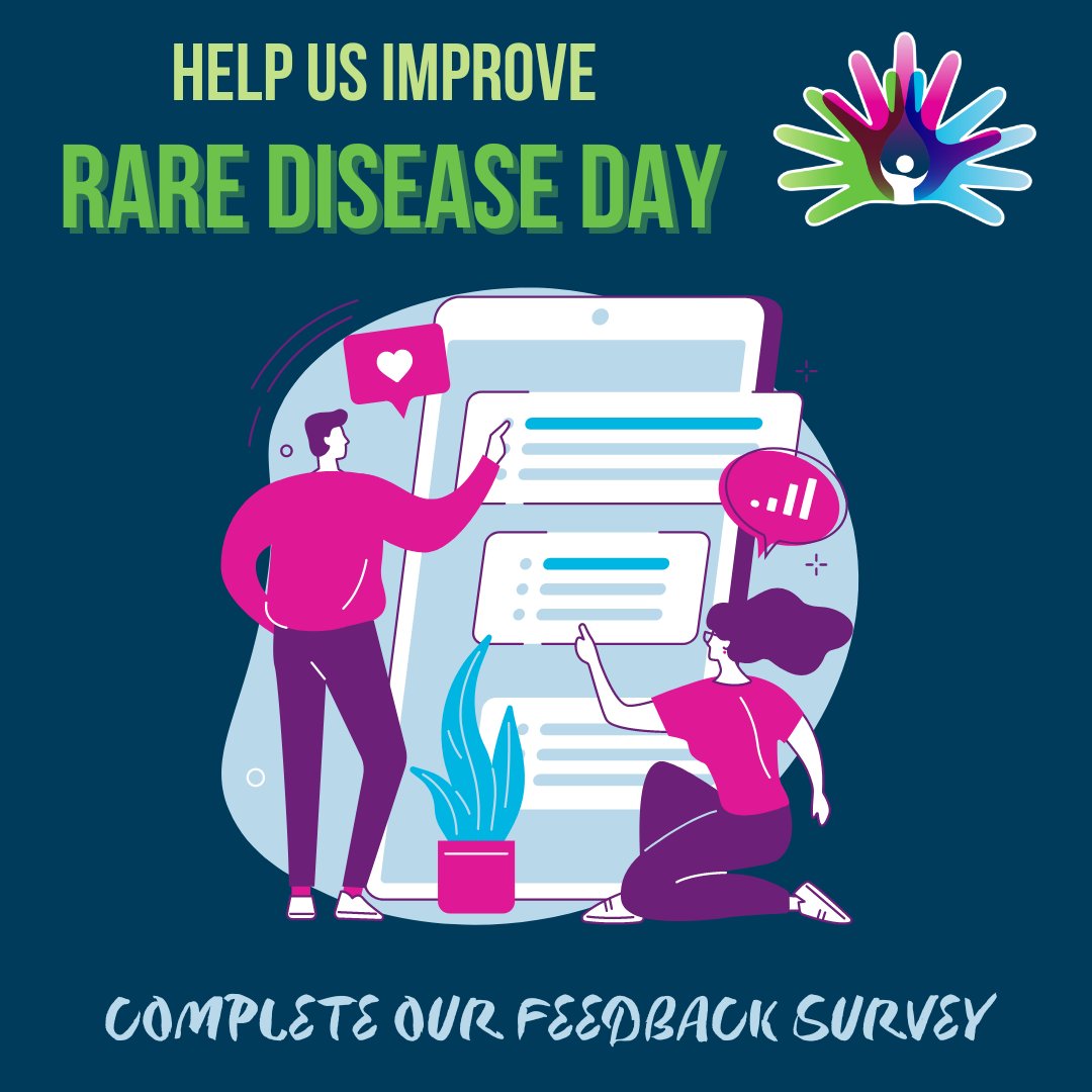 Did you take part in #RareDiseaseDay 2023? We want to hear from you! 📣 Help us grow the campaign for 2024 by sharing your feedback. What did you like? What can we improve? Fill out our short survey 📋 here 👉 cutt.ly/042NtQR #RaiseAwareness #RareDiseases