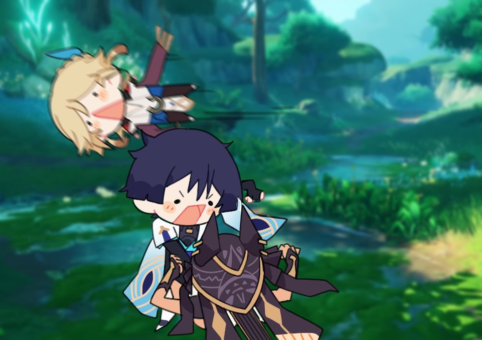 nya_Deko's tweet photo. A normal day in Sumeru with the bois https://t.co/2TNL2RUQHc