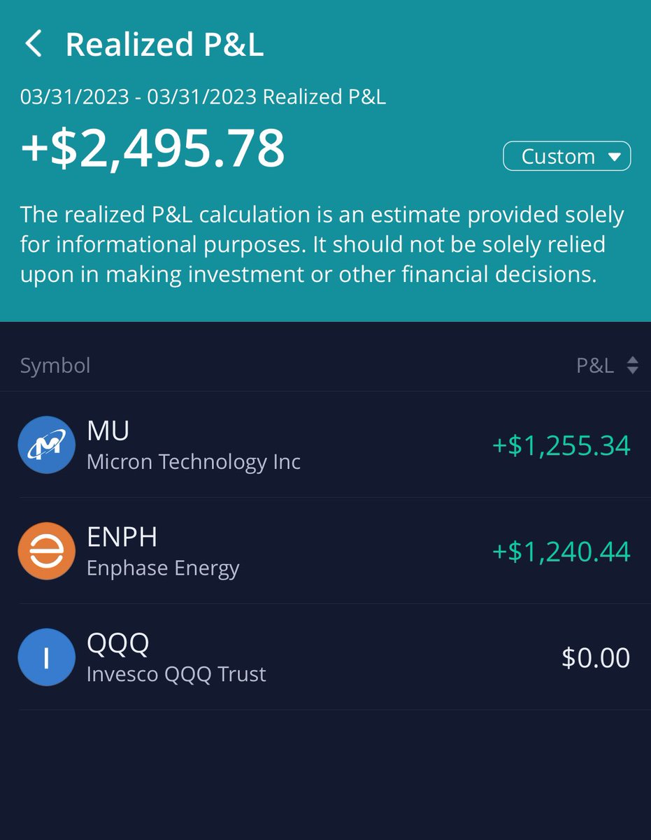 David_Bui00's tweet photo. Thanks @AjTrader7 took 2 easy trades to the upside, was in and out in 15 minutes. $2500 $ENPH $MU https://t.co/WWc6RyrHvr