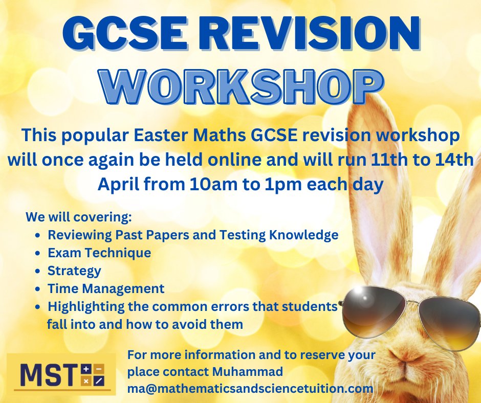 Easter revision workshop for GCSE maths.