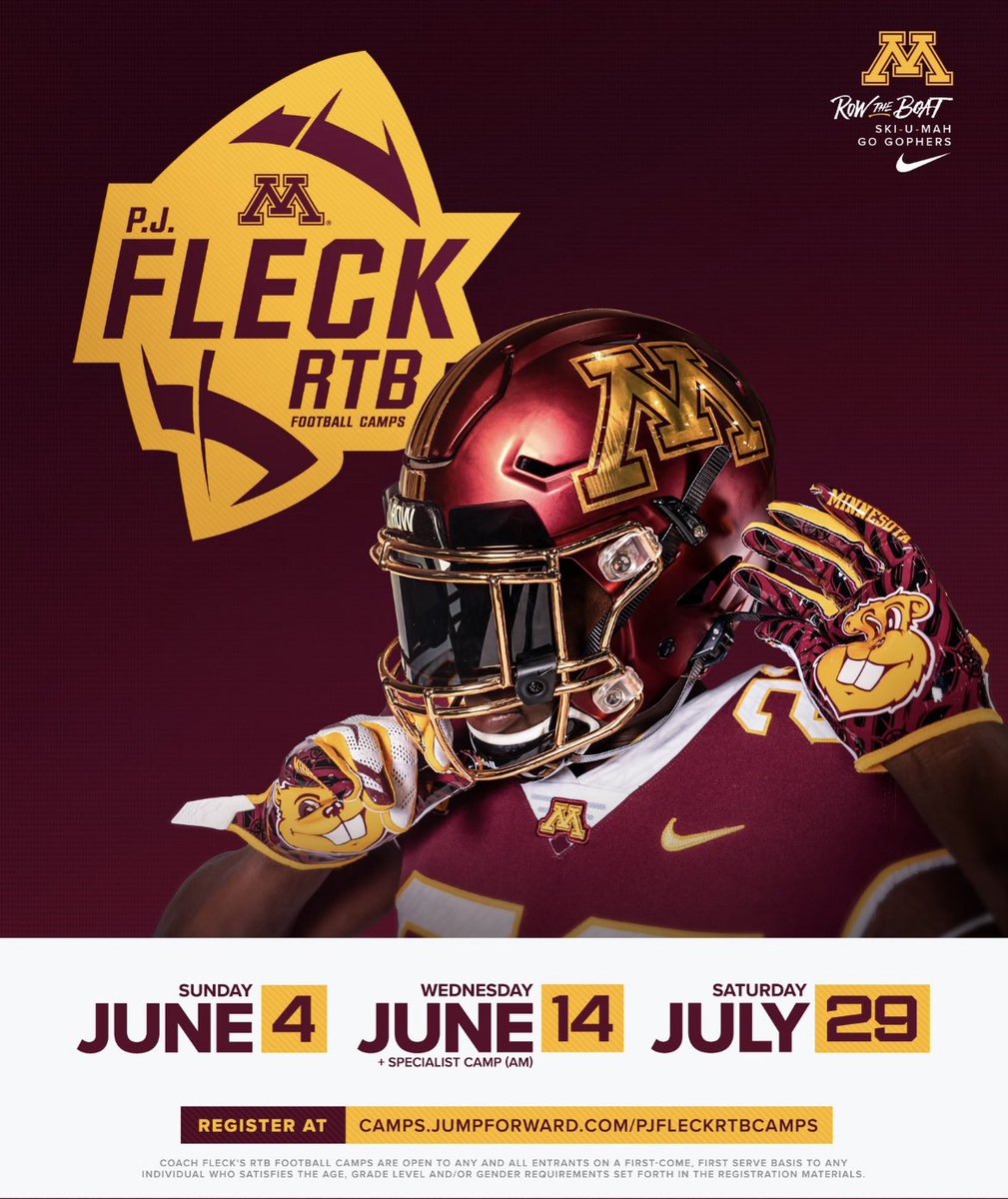 Thank you <a href="/CoachKoehler/">Eric Koehler</a> for the camp invite! <a href="/GopherFootball/">Minnesota Football</a> <a href="/scnfbrecruits/">@scnfbrecruits</a>