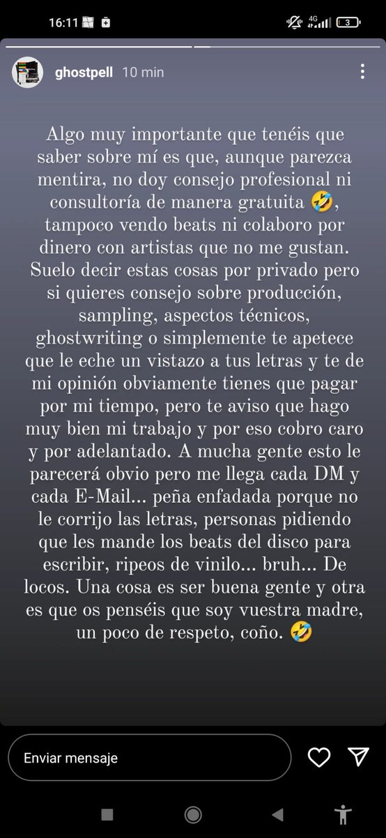 Ghostpell eres un flipao tío, pero flipao nivel sal de casa a que te dé el aire un rato porque de tanto verte al espejo te está afectando.