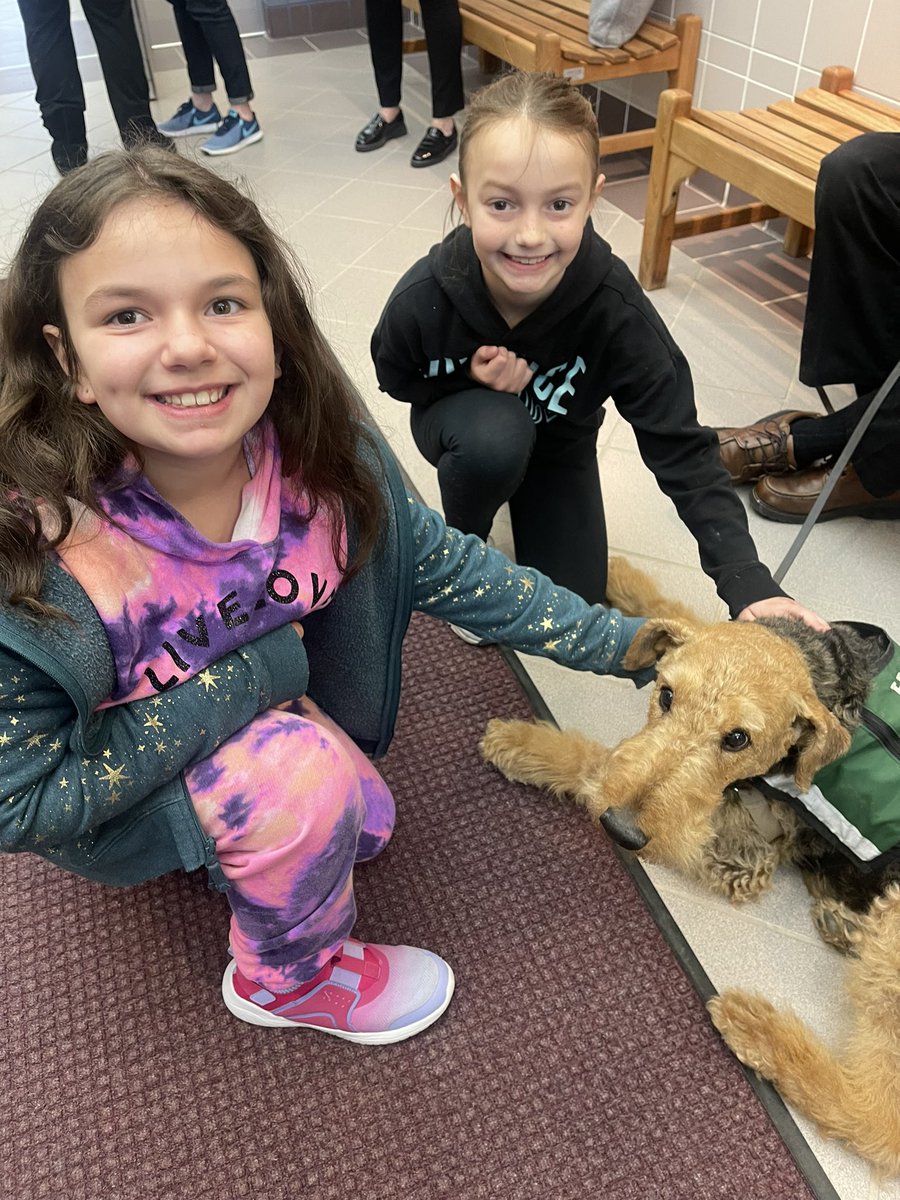 A BIG thank you to the HOPE Animal-Assisted Crisis Response dogs Fergus and Murray and their handlers for being <a href="/MRElem/">Margaret Ross Elementary</a> today for our Ss &amp; Ts. #grateful #VikingPRIDE