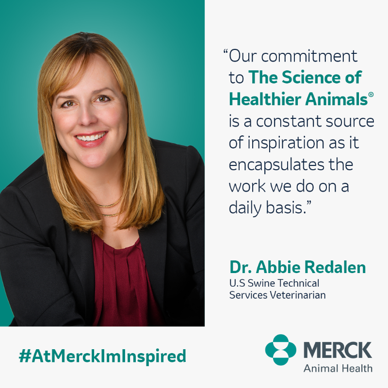 MerckAH's tweet image. As a veterinarian who devotes their time and passion to the animals on the farm, Dr. Abbie Redalen continues to play a key role in our mission to advance The Science of Healthier Animals®. #AtMerckImInspired
