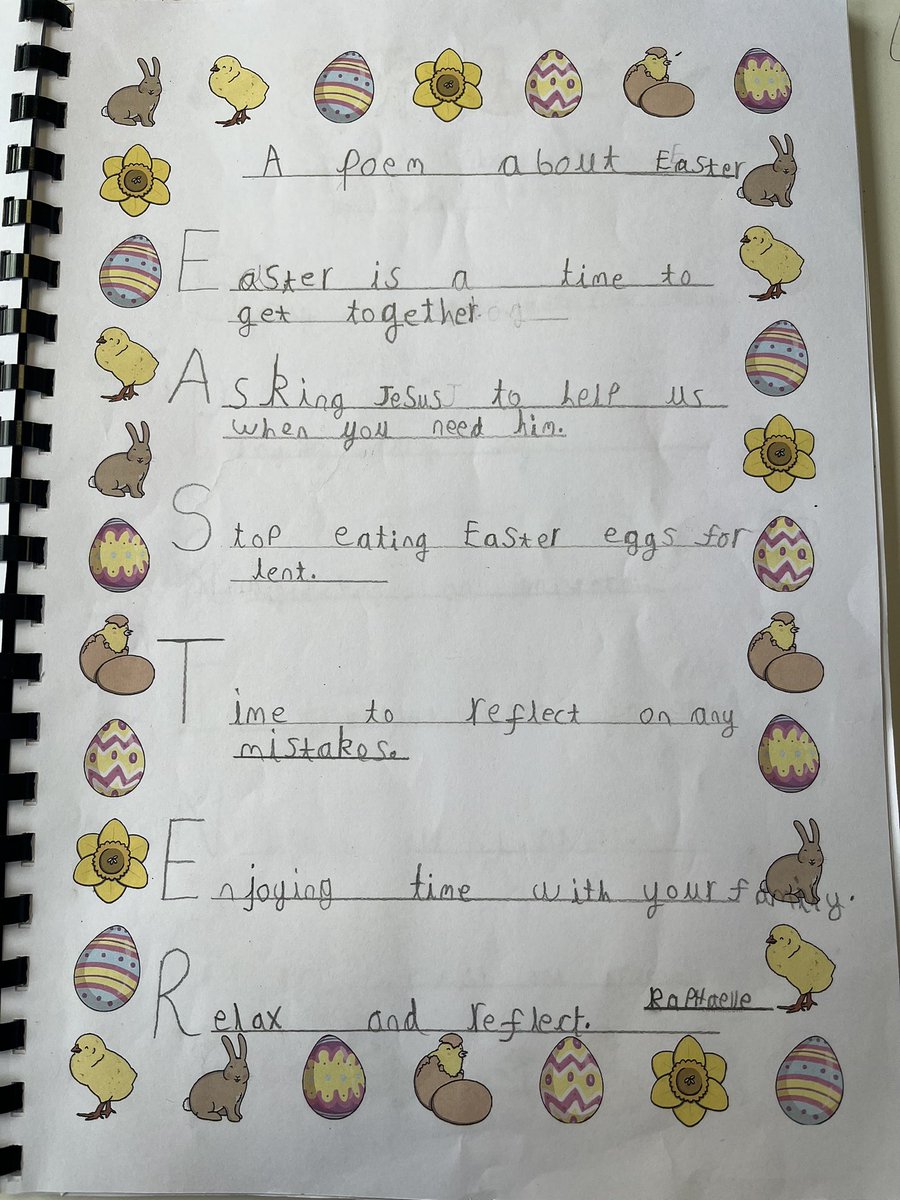 Class3_stmarys's tweet photo. Some amazing Acrostic poems to be binded into our class poetry book to be displayed in school. Well done Class 3. @stmarysderby @SRSCMAT https://t.co/rGr5grcjRI