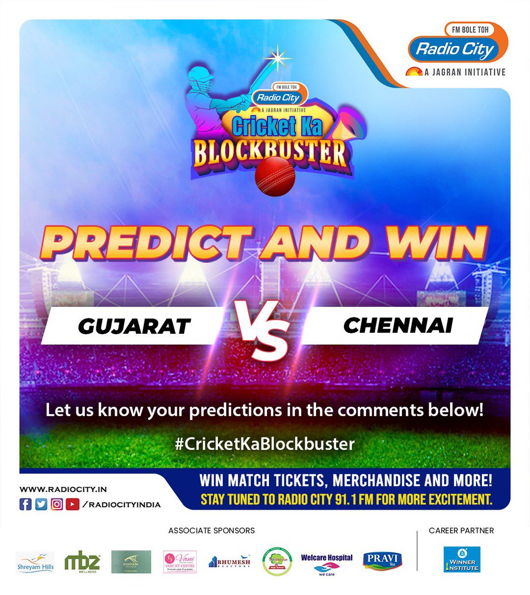 #CricketKaBlockbuster is back!

Predict the winner of today's match to win big!

#CricketKaBlockbuster #CKB2023 #IPL2023 #GTvsCSK #ChennaiSuperKings #GujaratTitans