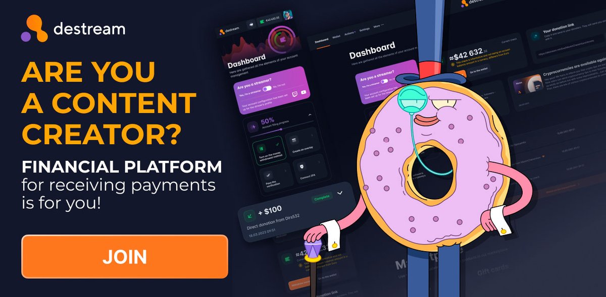 destreamproject's tweet photo. Good day everyone, if you are looking for a payment or donation platform to monetize you content, you should give destream a chance!
https://t.co/90KtkZitkm
#destream #donation #tips #kickstreaming #KickStreamer https://t.co/BNSKpTejGj