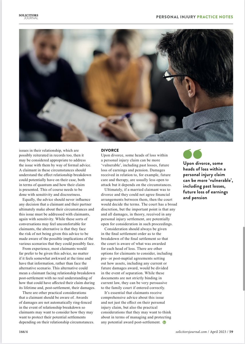 Relationship breakdown in the context of personal injury claims - <a href="/SolicitorsJrnl/">Solicitors Journal</a> solicitorsjournal.com/sjarticle/rela…