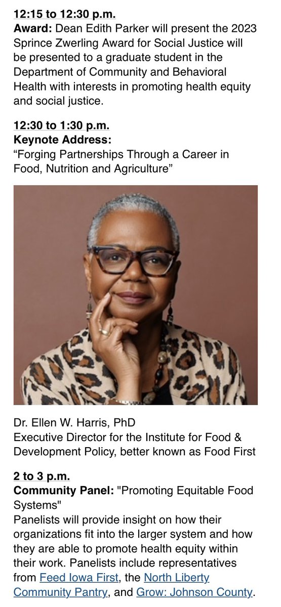 Join us on Wednesday, April 5th for the 7th annual Science of Health Equity Summit! #HEALSummit 2023 will discuss “Partnerships in Food Systems” in a keynote address from <a href="/foodfirstorg/">Food First</a>’s Director and a community panel. More at: public-health.uiowa.edu/science-of-hea…