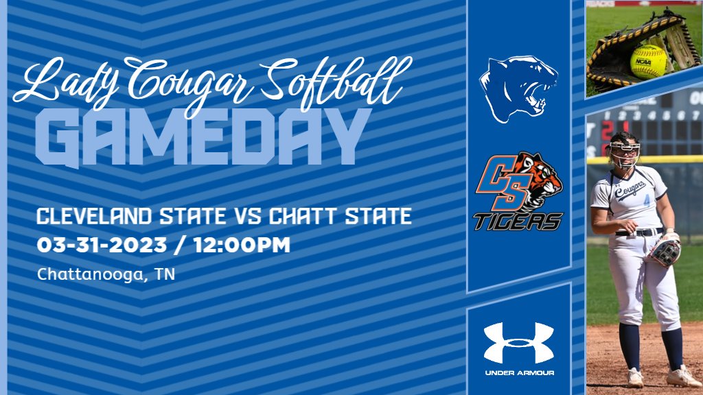 CSCC Softball (@cscc_softball) on Twitter photo Lady Cougar Softball heads to Chattanooga today to challenge the Chatt State Lady Tigers. The first pitch is at 12:00PM. Cheer these ladies on to help get this win!
#CougCrew #LadyCougars #Softball #AwayGame <a href="/TCCAAsports/">Tennessee Community College Athletic Association</a> <a href="/NJCAASoftball/">NJCAA Softball</a> Lady Cougar Softball heads to Chattanooga today to challenge the Chatt State Lady Tigers. The first pitch is at 12:00PM. Cheer these ladies on to help get this win!
#CougCrew #LadyCougars #Softball #AwayGame <a href="/TCCAAsports/">Tennessee Community College Athletic Association</a> <a href="/NJCAASoftball/">NJCAA Softball</a>