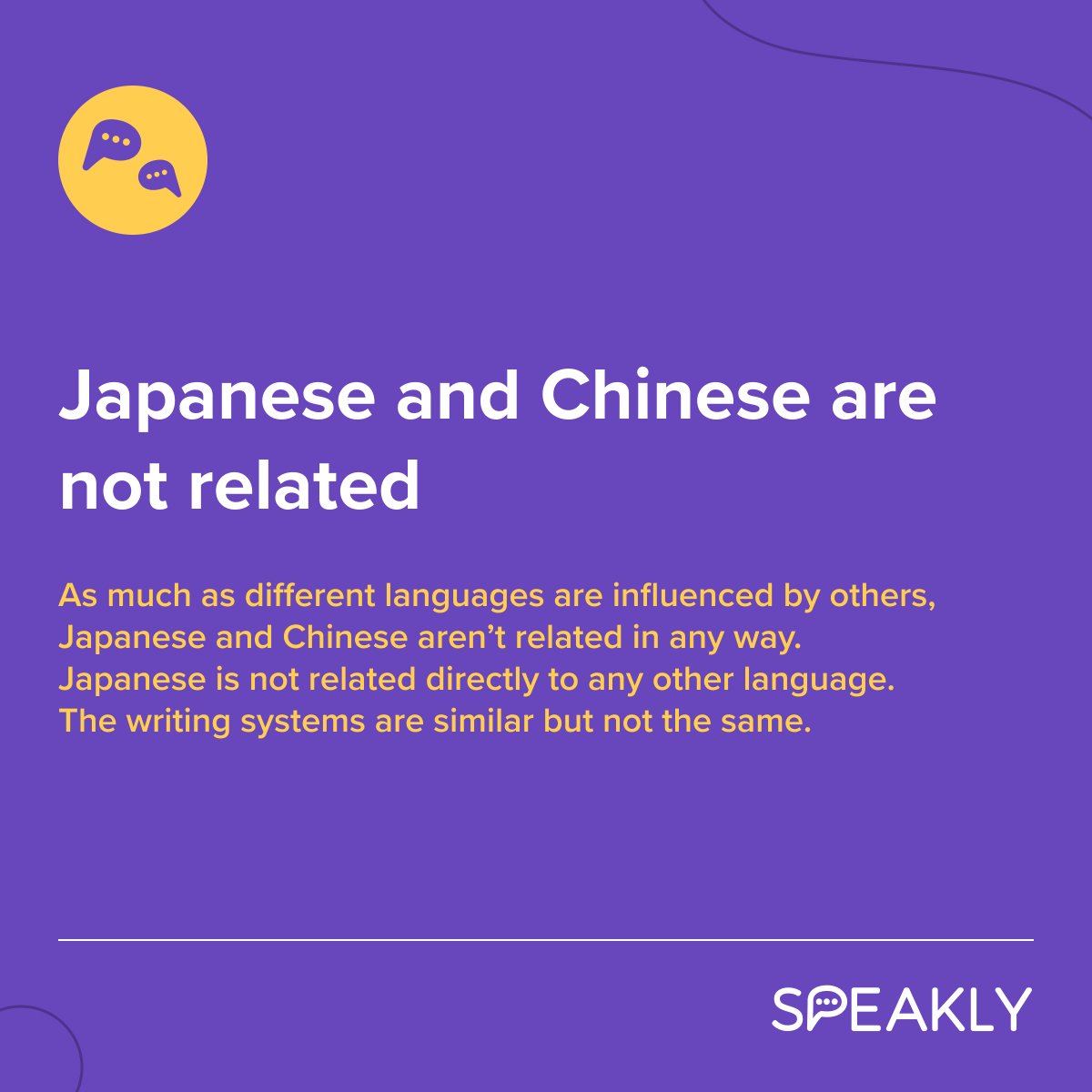 speaklyapp's tweet photo. Are you among those who think that Chinese and Japanese are related? Well, then, we’re here to disappoint you! ⬇️
⠀
#Japanese #Chinese #LanguageDiversity #LanguageFacts #WritingSystems #CulturalDifferences #LanguageOrigins #AsianLanguages #LanguageUniqueness https://t.co/PgW2VjGbaN