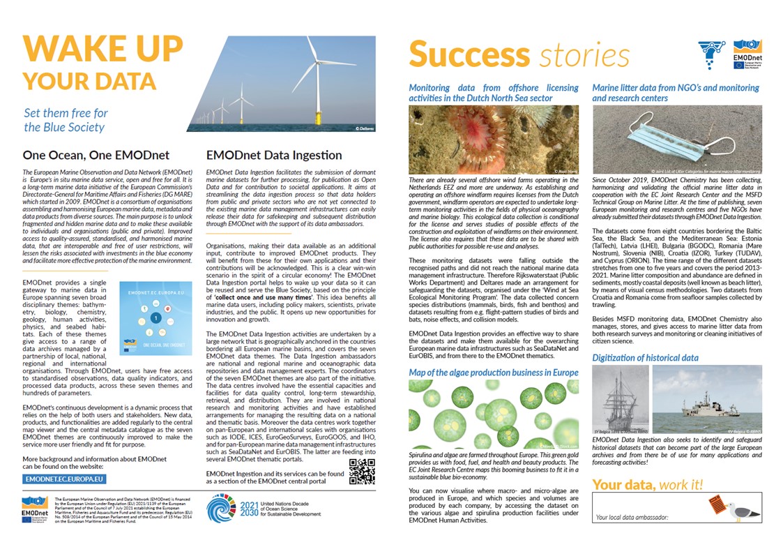 🆕Flyer just printed and delivered in Cyprus for dissemination via our our @EMODnet  #DataIngestion partners attending the upcoming plenary meeting. Contact #RBINS-BMDC for copies!
🎥bit.ly/3RajPUm  

@EU_MARE @SeaDataNet 
#UNOceanDecade #Monitoring #MarineData #OpenData