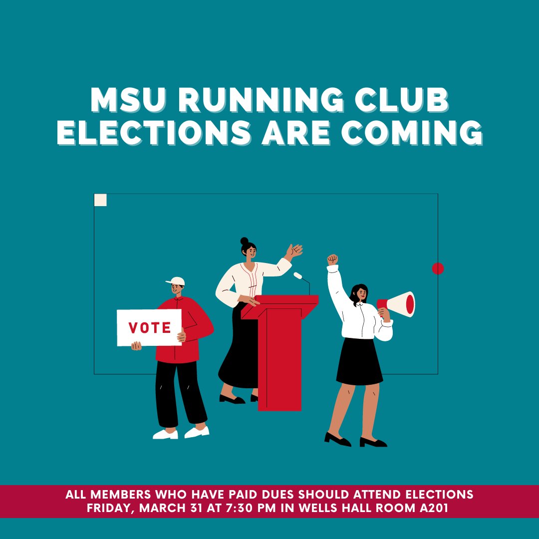 It’s MSURC Election Day!

All members who have paid their dues and want to make their voices heard should plan to attend club elections tonight, March 31, at 7:30 PM in Wells Hall Room A201. Request an absentee ballot if you still want to vote but cannot attend.
