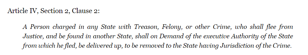 RealCarlBlair's tweet photo. @AngieEarley01 @RepThomasMassie @GovRonDeSantis Surely such a self-professed "defender of the Constitution knows about #ArticleIV, Section 2, Clause 2 of the Constitution right? https://t.co/xGWgom2fbq
