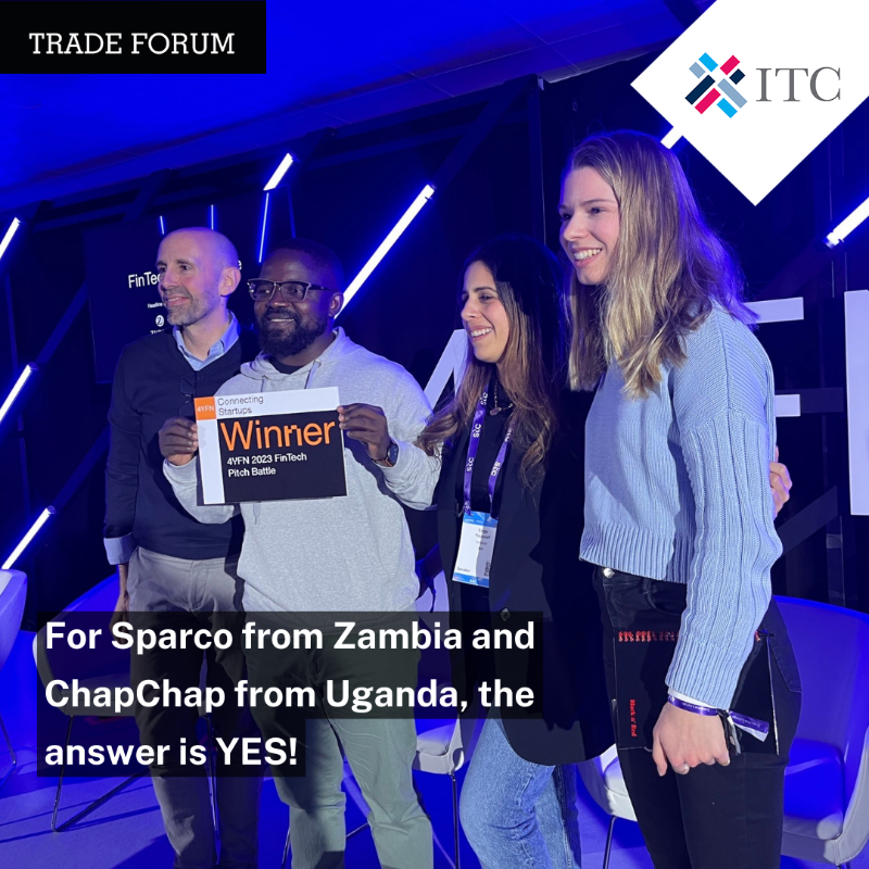ITCnews's tweet photo. .@SparcoInc_ and @ChapchapAfrica are two tech start-ups that ITC brought to Barcelona’s World Mobile Congress. #MWC23

They outshined competitors with their innovative digital mobile banking solutions.

#TradeForum talked with them in this interview to find out more⬇️