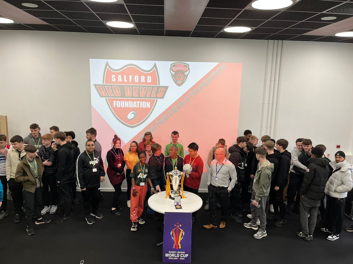 👹The <a href="/WheelchairRL/">Wheelchair RL</a> World Cup came to visit us today!

We've been working with Oakwood school delivering the wheelchair Rugby league sessions &amp; seeing a lot of great skills

The trophy then came to <a href="/EcclesSFCollege/">Eccles Sixth Form College</a> for students to see
<a href="/SalfordDevils/">Salford Red Devils 👹</a> 
💪 #TogetherStronger | 🔴👹