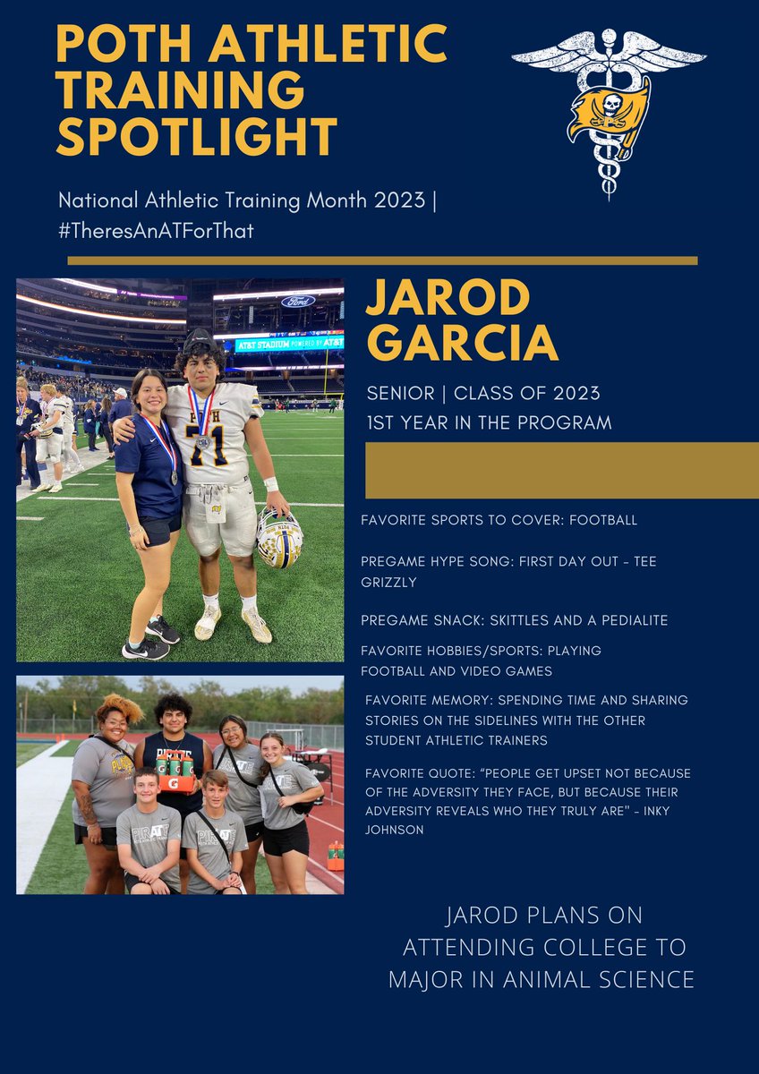Student Athletic Trainer Spotlight❗️
Our next spotlight goes to, Jarod! 
He came to us this year just to help during a JV football game and ended up helping us the rest of the JV &amp; JH football season. Thank you for all of your help this year, Jarod!
#NATM2023 #TeamBehindTheTeam