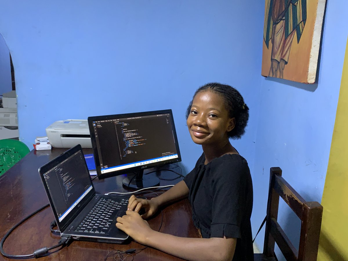 Meet our receptionist Ms. Courage P.K. Tiawon, a recent high school graduate. Her ambition is to become a communicator and an IT specialist. When things are not hectic at the front desk, she uses the time to develop her coding skills. #shecodes #STEMeducation #Liberia