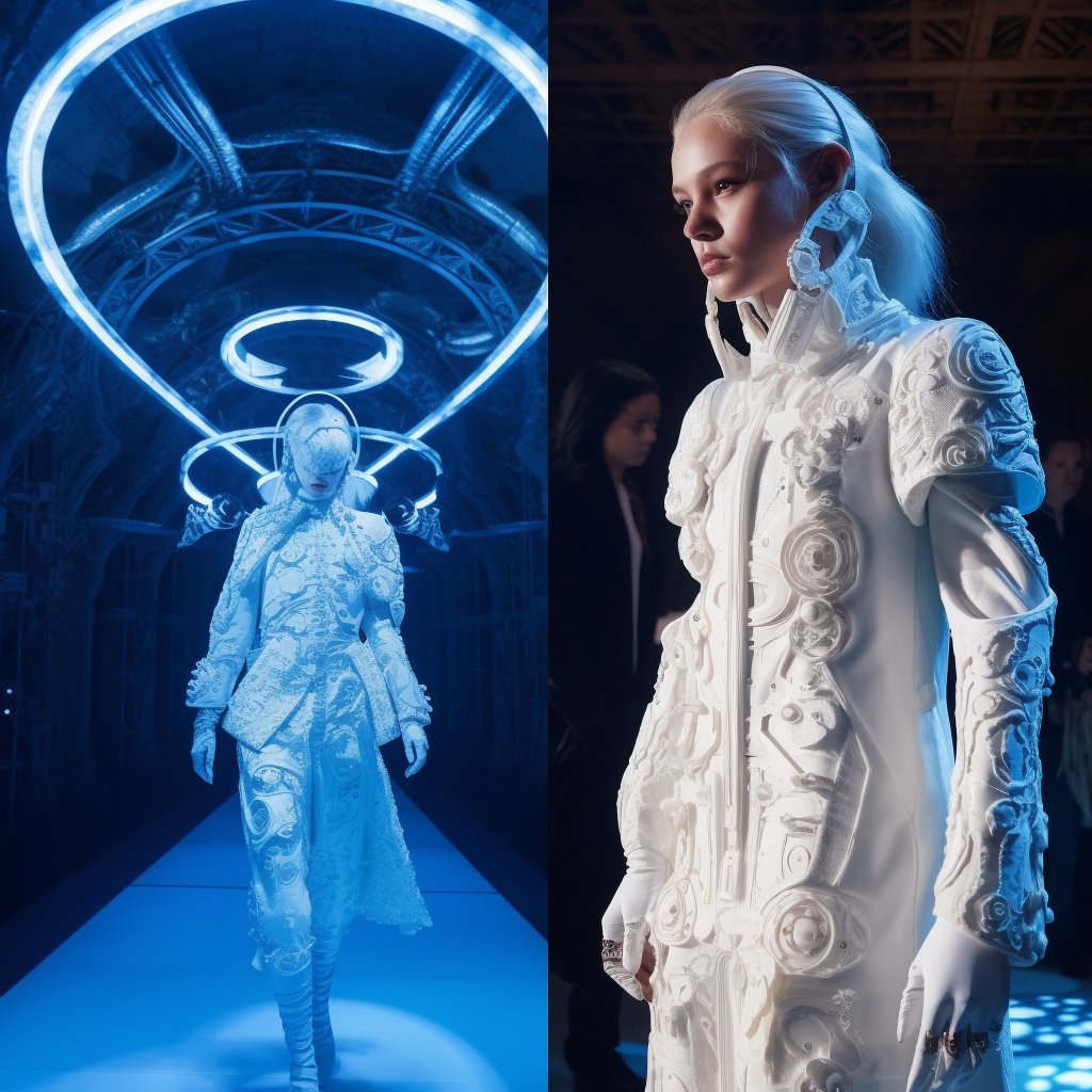 NeuralWhimsy's tweet image. AI - generated fashion show set in a surreal, space - inspired landscape that merges with historical scenery, where models wear clothing that features intergalactic patterns.

New AI experiments every day

#WeirdAI  #NeuralWhimsy 
#MidJourney #OpenAi #GPT #StableDiffusion2 #DallE