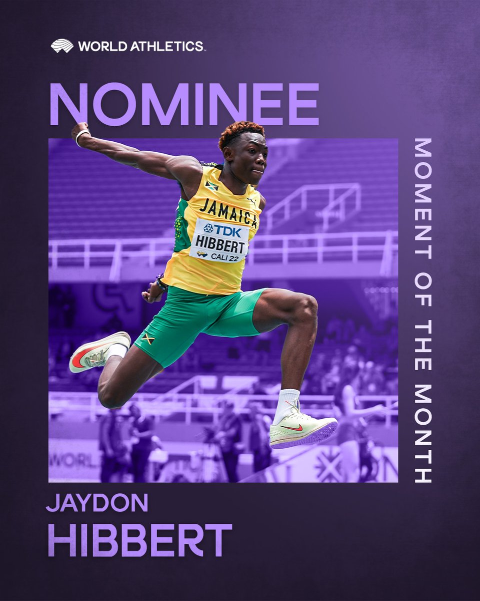 🔄 Retweet to vote for Jaydon Hibbert's 17.54m world U20 record in the triple jump.