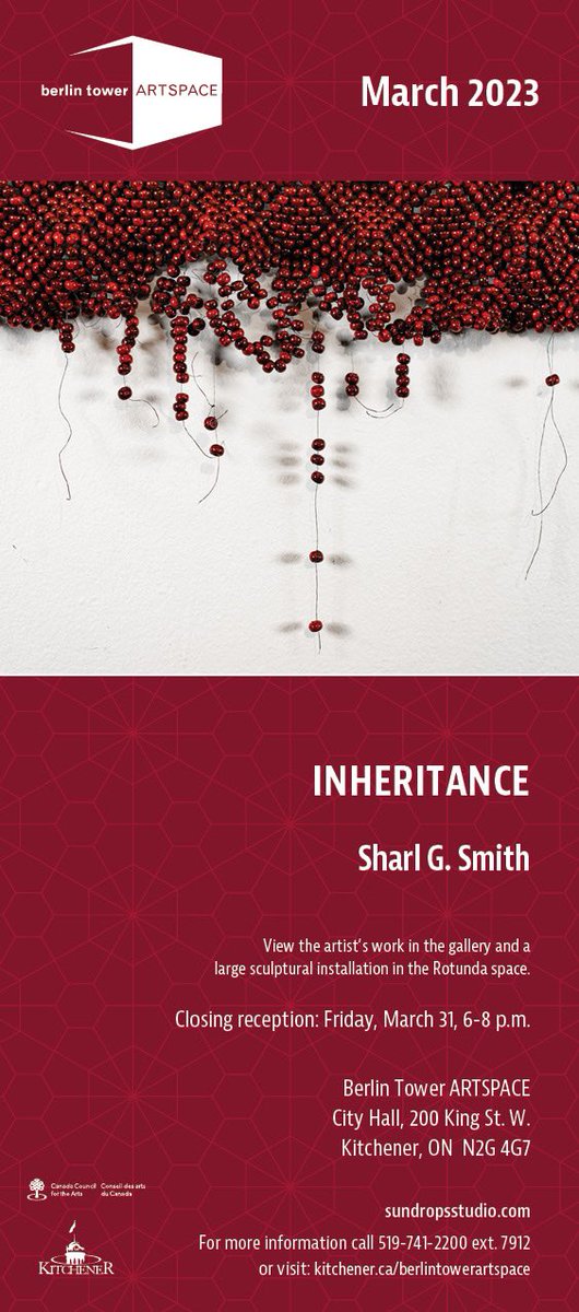 Thank you to everyone who has visited my work at the <a href="/CityKitchener/">City of Kitchener</a> Berlin Tower ARTSPACE. Tonight I will be attending the closing reception 6-8pm. Hope to see you there! 
#kitchenerartist #beadwork #beadartist #beadsculpture