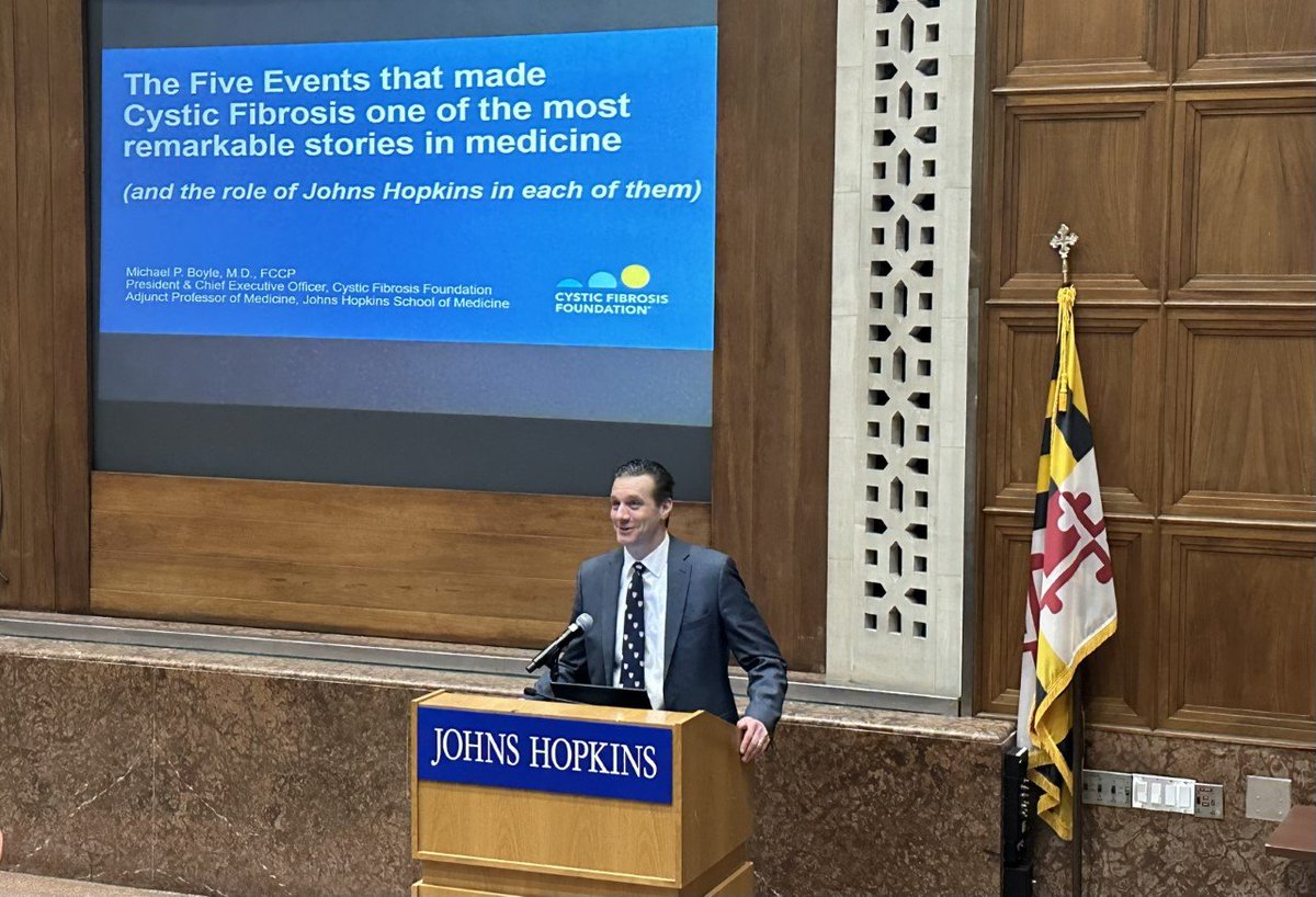 Hopkins Pulmonary and Critical Care Medicine (@hopkinspccm) on Twitter photo A truly inspiring talk this morning by Dr. Michael Boyle at <a href="/HopkinsMedicine/">Johns Hopkins Medicine</a> Grand Rounds discussing the evolution of Cystic Fibrosis and the efforts dedicated to make sure CF stands for Cure Found for all. Great to have you back <a href="/OslerResidency/">The Osler Medical Residency</a> <a href="/JHUPCCMFellows/">Johns Hopkins University PCCM Fellowship</a> A truly inspiring talk this morning by Dr. Michael Boyle at <a href="/HopkinsMedicine/">Johns Hopkins Medicine</a> Grand Rounds discussing the evolution of Cystic Fibrosis and the efforts dedicated to make sure CF stands for Cure Found for all. Great to have you back <a href="/OslerResidency/">The Osler Medical Residency</a> <a href="/JHUPCCMFellows/">Johns Hopkins University PCCM Fellowship</a>