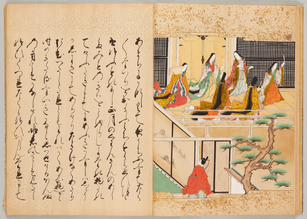 parismusees's tweet photo. #PMCollections 📜 Le « Shigure monogatari », est un roman datant de la fin du XVIe siècle. Il conte les amours impossibles de deux jeunes gens à la suite d’une rencontre au temple de Kiyomizu, à Kyōto, lors d’une averse. 💕 
@MuseeCernuschi https://t.co/uIsXe5GZtW