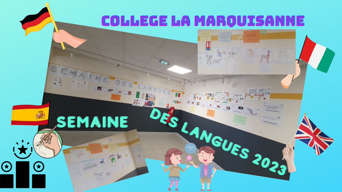 MarchettiA12's tweet photo. #SemaineDesLangues2023 @laMarquisanne83 SUITE! Les murs se couvrent de toutes les couleurs 🇮🇹🇬🇧🇧🇪 parmi lesquelles le concours d'affiches en espagnol d'Alebrijes🇪🇦🇲🇽! @AzurGnd https://t.co/LQ0LJHEZ8p