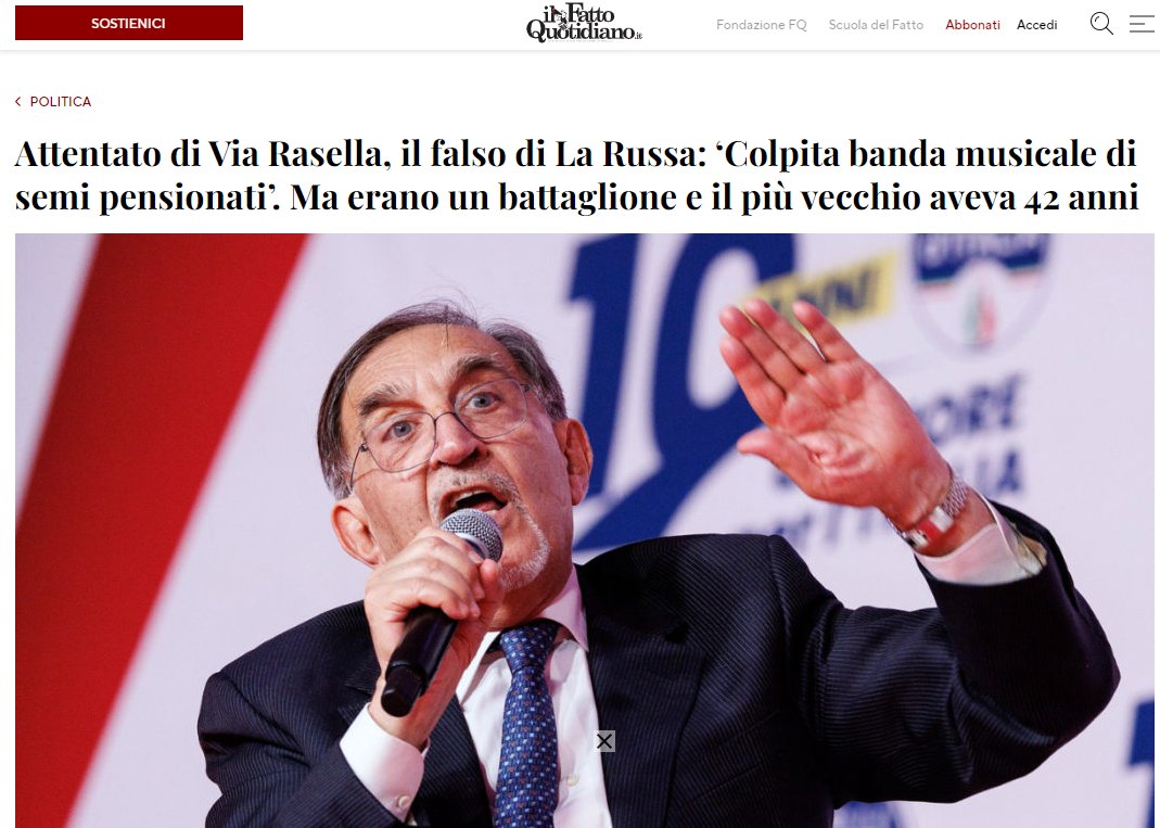 Misurelli77's tweet photo. #LaRussa 
In Germania si vergognano ancora come dei ladri per il loro passato nazista.
Invece in Italia abbiamo la seconda carica dello stato
che definisce un battaglione nazista una banda musicale di semi pensionati. Dopo aver lucidato il busto del Duce.
Vergognatevi!!! https://t.co/X9NbYMstou