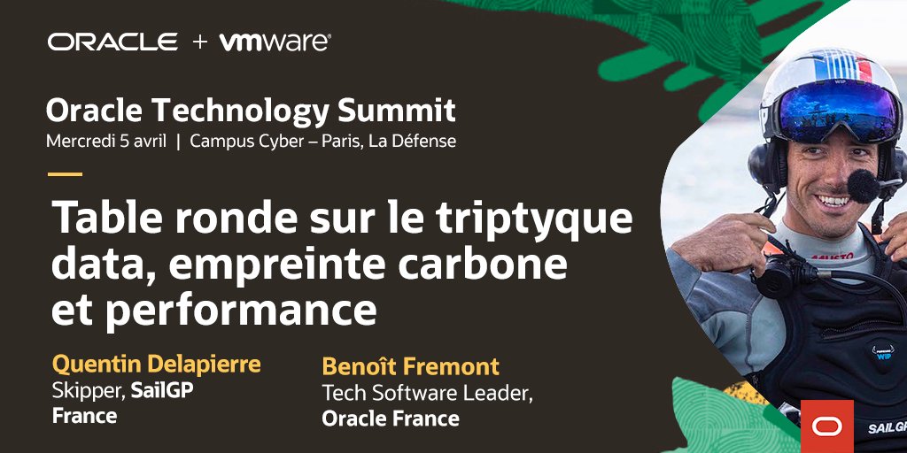 Comment utiliser la #technologie pour améliorer la performance? 

Rdv au #Oracle #Technology Summit le 5 avril prochain, où je parlerai du <a href="/oracle/">Oracle</a> #cloud et de l'importance des #data chez <a href="/SailGP/">SailGP</a>.

<a href="/Oracle_France/">Oracle France</a>