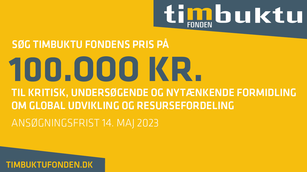 100.000 kroner til stærk journalistik eller anden kritisk og nytænkende formidling, der sætter fokus på global udvikling og ressourcefordeling. Glæder mig til at se, hvem der får prisen i år! #dkmedier #dkaid