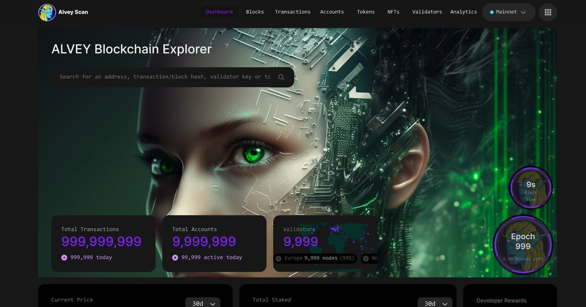 AlveyChain's tweet photo. 🔥We are extremely happy to share a small quick pick on our new explorer UI.
⚡️It features a unique design, easy access and accurate tracking data. 
👉The domain will stay the same as we had it before : https://t.co/qXRRNu14SI 
#elves #alveychain $walv $ALV #explorer #layer2 #blockchain #vrexchange #vr #ai #Crypto #Metaverse