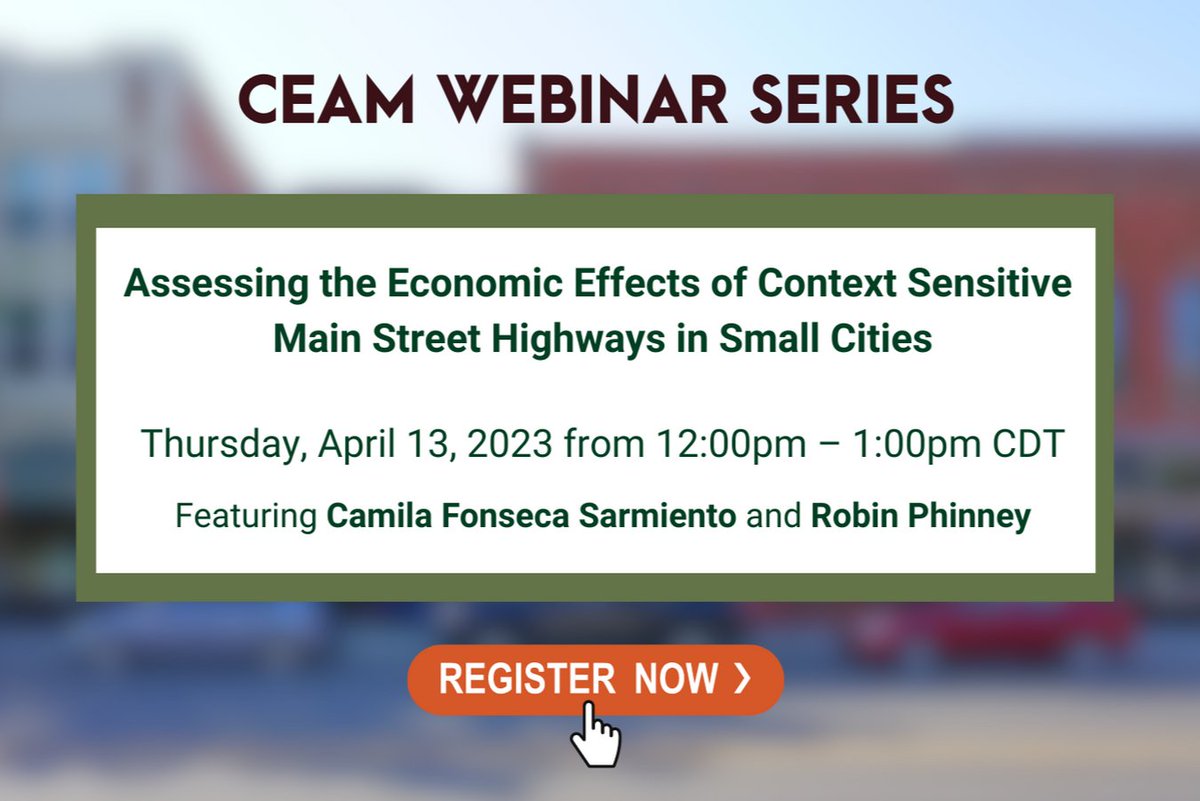 Register now for the next CEAM Webinar on Thursday, April 13, from 12 pm to 1 pm CDT! ow.ly/89Au50Nxeu0

#CEAM #CityEngineers #Webinar