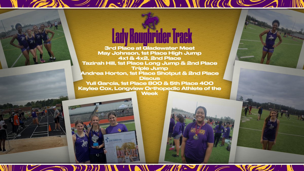 RidersAthletics's tweet photo. Lady Roughrider Track results from yesterday! #purpleup https://t.co/7dNF5XETQB