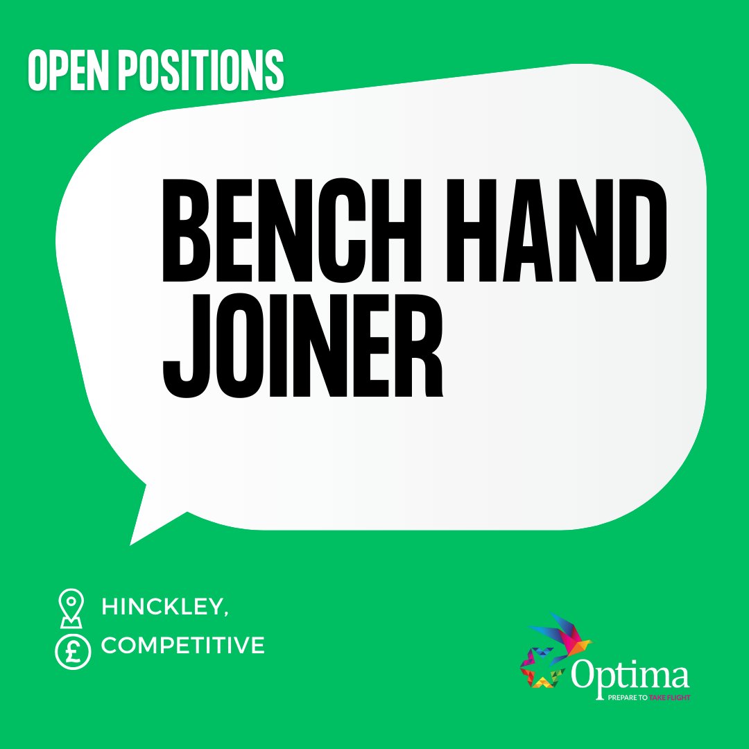 Are you looking for a new job?

We are currently looking to recruit a Bench Hand Joiner for a well-established shopfitting company in the Leicestershire area.

Click on the link below

optima-uk.com/jobs/bench-han…

#nowhiring #hiring #jobalert #findajob