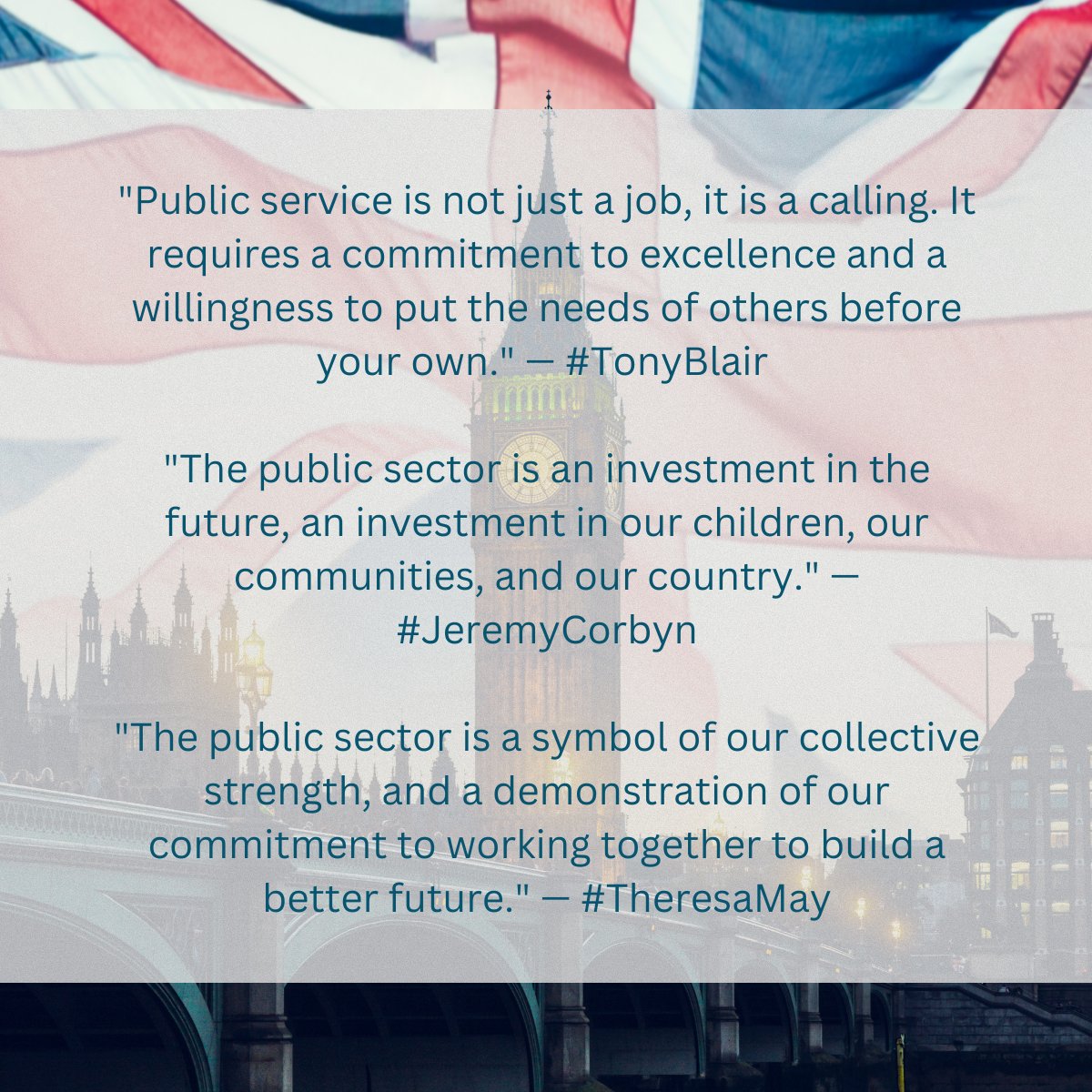 #InterestingQuotes
This is what x3 UK politicians said about the UK Public Sector.

See about our public sector clients: augmentasgroup.com/clients/
#ProudToServe #UKPublicSector #InspiringWords #CentralGovernment #ProcurementExpertise #TonyBlair #JeremyCorbyn #TheresaMay
