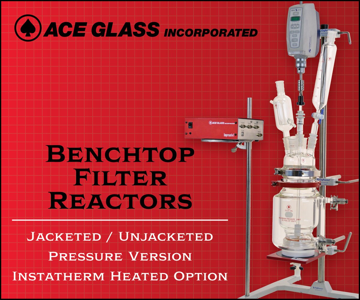 Aceglass's tweet photo. Benchtop Filter Reactors in various configurations to fit your laboratory needs. Contact us today to talk to our industry-leading customer service team.
#aceglassinc #glassware #madeinusa #lablife #chemistry #laboratoryequipment #lifesciences #science #scientist #laboratorylife https://t.co/w2KBCXIW85