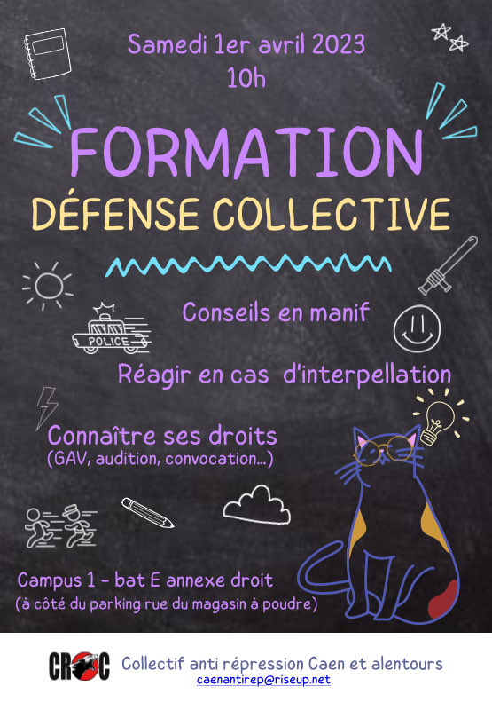 Demain à 10h au batiment occupé de la fac de #Caen  <a href="/FacEnLutte_Caen/">Fac en Lutte Caen</a> 
Formation defense collective!