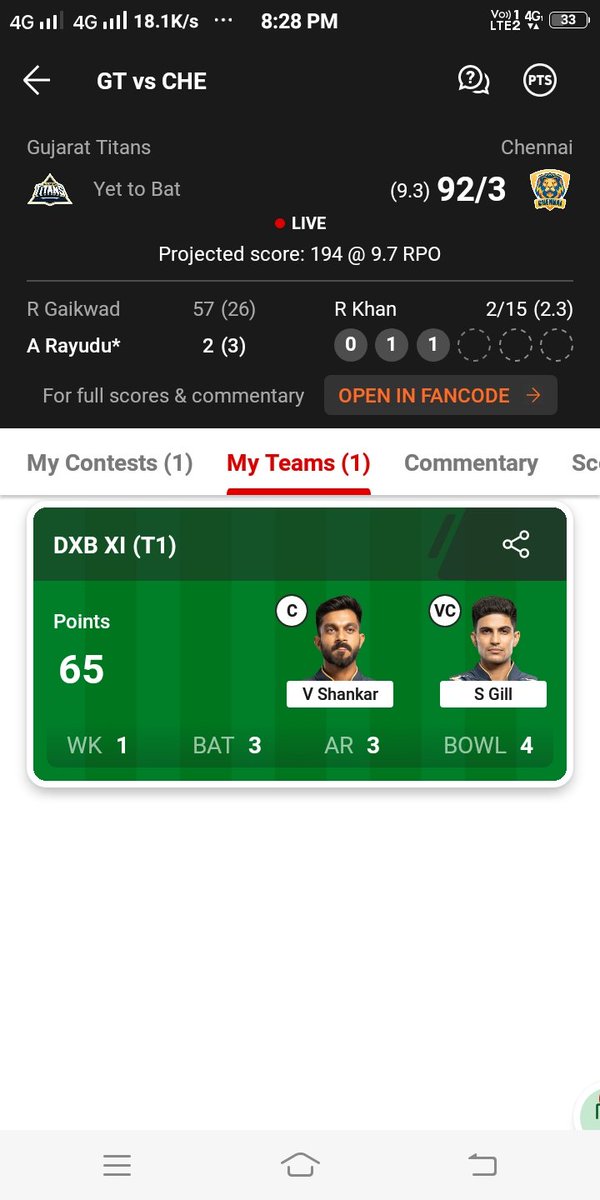SameerBaadkar's tweet photo. Is it me or Everyone's dream 11 has point updation issues ?
@Dream11 please update the issue 😤
#Dream11
#appbug
#GTvsCSK
IPL 2023 https://t.co/7771DOApsC