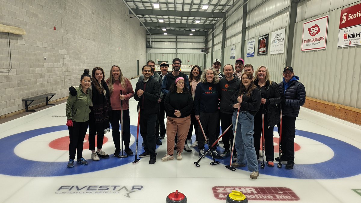 Saturn_Power's tweet photo. Last night, Team @Saturn_Power enjoyed a night of curling and team building at the Tavistock Curling Club. Led by our CEO and Ace Curler, Doug Wagner, the team had a fun and entertaining (and slippery) night on the ice. https://t.co/uIUmoQohvt