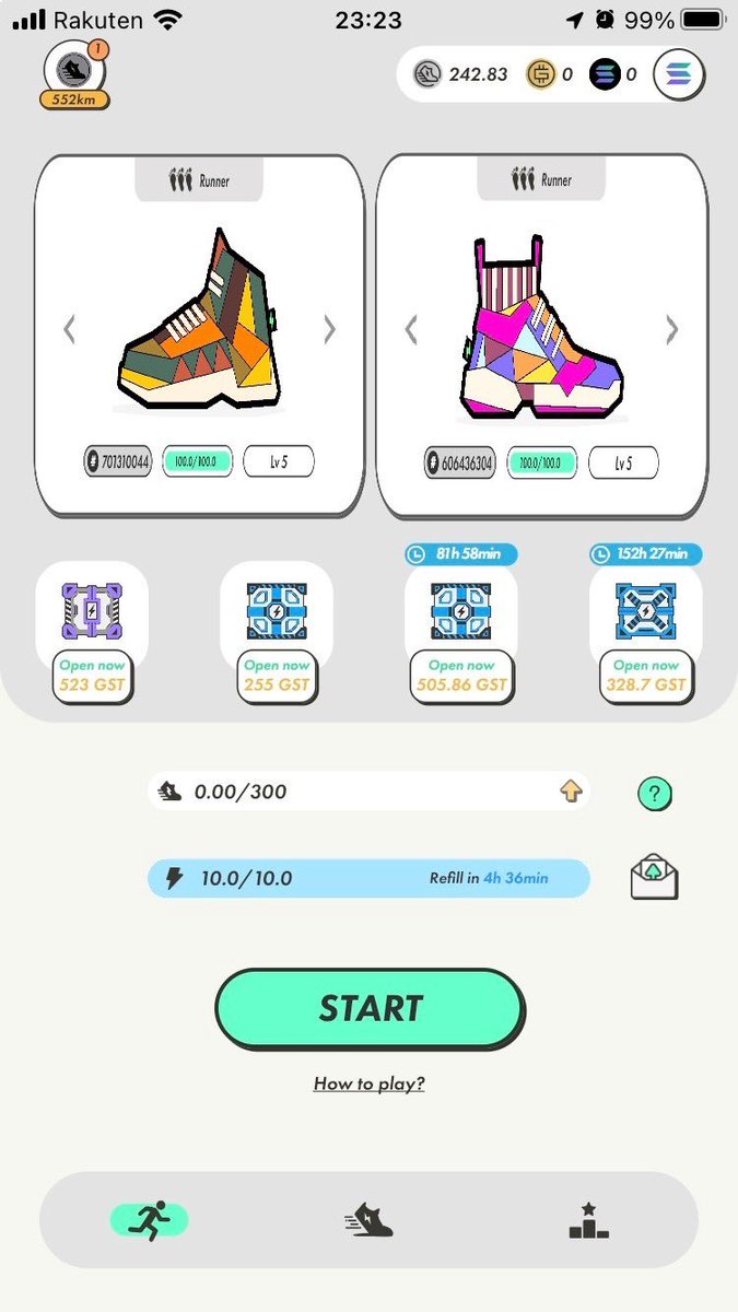 jack_0_runner's tweet photo. こんにちは‼️STEPN事務局です🤗
今まで片足で歩いていたSTEPNですが
本日のアップデートより、
両足で歩けるようになりました👟👟
E靴×E靴でGST特化で稼ぐも良し❗️
E靴×C靴でGST×GMTを稼ぐも良し‼️
プレイスタイルに合わせて、
思い通りの組み合わせでプレイしよう🥳
#STEPN #USOPN #April_Fools https://t.co/HA6kZSemWN