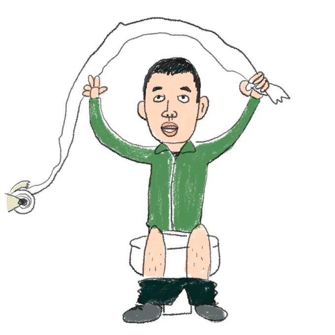 会社のトイレットペーパーホルダーのカッターが鋭いので片手で楽に切れるんですが、なぜか今日は引く力に勢いがついてしまったのとホルダーのカッターが少し浮いていたのが重なり「ピヤァ〜」と中に舞って肩にかかった際に風神化したような気がしました…#児童画 #徒然絵日記 
