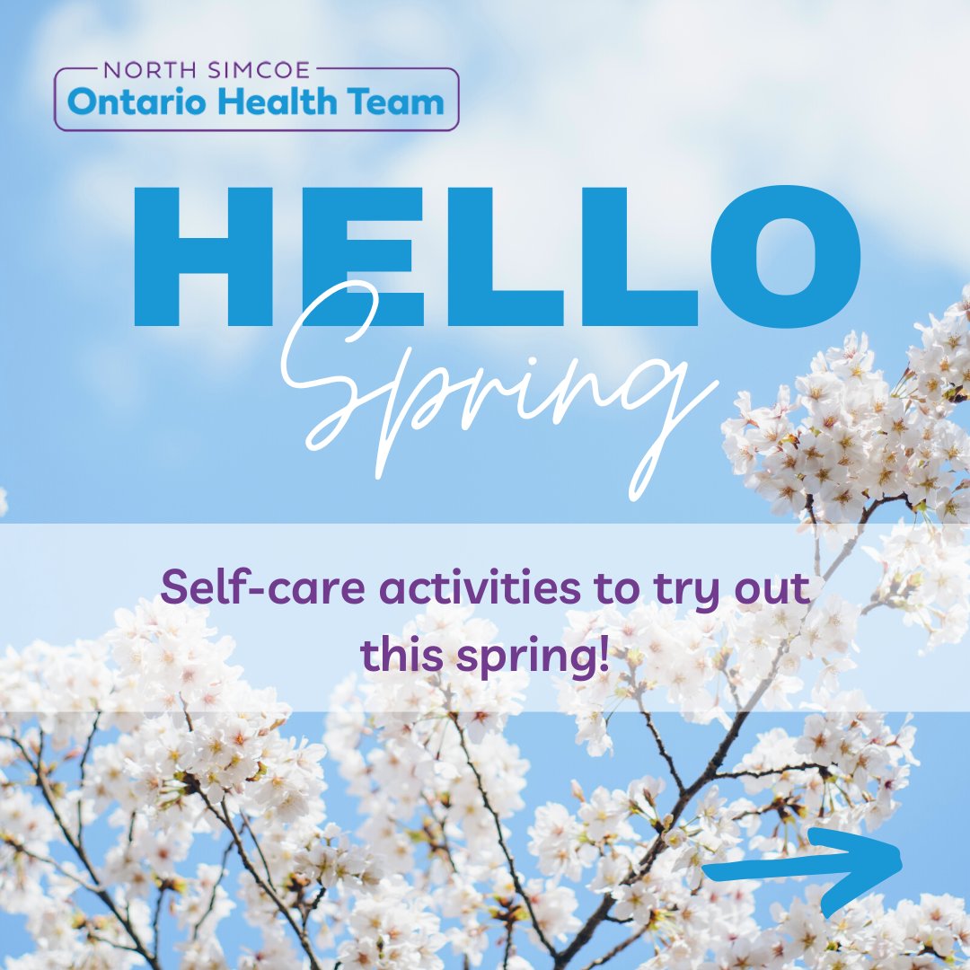 OHTNorthSimcoe's tweet image. Spring has sprung! 🌸🌼🌷 It's the perfect time to prioritize self-care and give yourself a little extra TLC. Here are some simple ideas to help you practice self-care this season. 

#springselfcare #springtime #OHT #OntarioHealthTeam #NorthSimcoeOHT