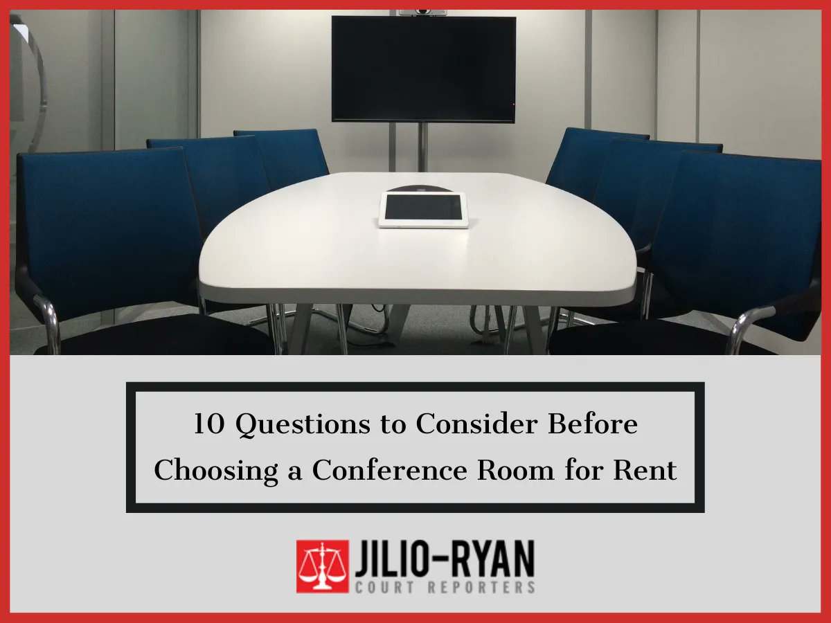 Choosing the right conference room can make or break your deposition success. Be sure to ask yourself these 10 important questions before choosing a conference room. 
jilioryan.com/blog/10-questi…
#ConferenceRoom #CourtRepoters #DepositionSuccess #JilioRyan