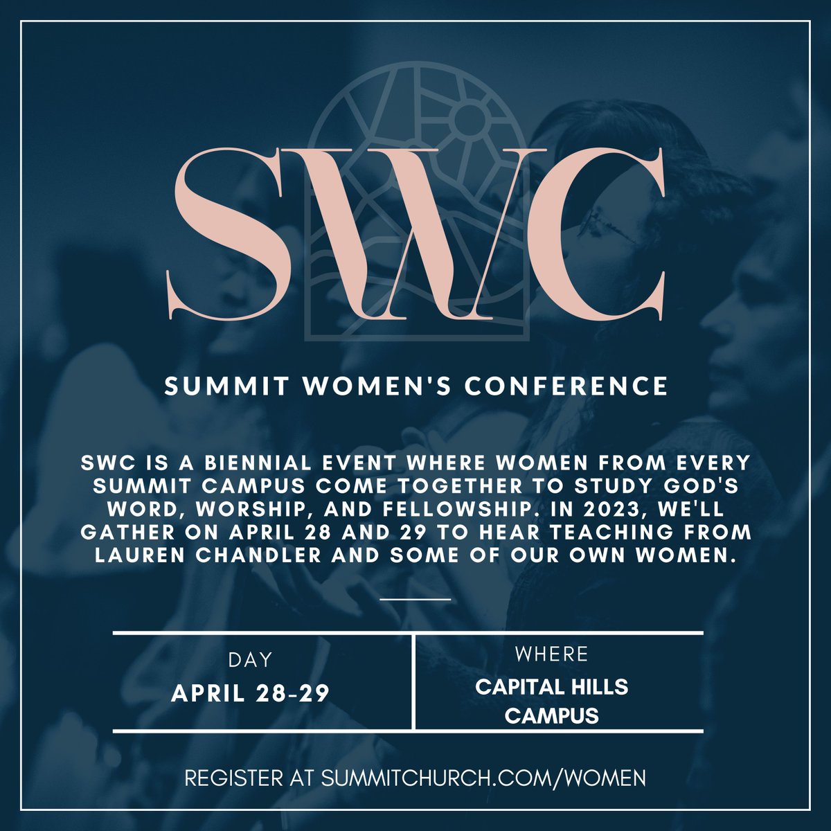 Friends in the Triangle, I want to personally invite you to check out the upcoming <a href="/SummitRDU/">The Summit Church</a> Women's Conference on April 28-29. It is a unique opportunity for women from every Summit campus to come together to study God's Word, worship, and fellowship. summitchurch.com/event/2996