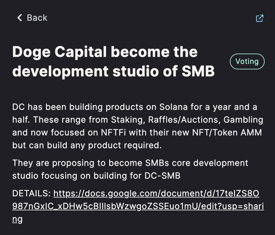 BREAKING: SOMEONE COMMITTED $100K IN $HADES TO PROPOSE THAT <a href="/thedogecapital/">Doge Capital</a> SERVE AS <a href="/SolanaMBS/">Solana Monkey Business</a>' DEV STUDIO