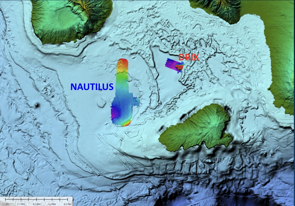 E/V Nautilus (@evnautilus) on Twitter photo Today's #FBF map takes us to last year's OECI Technology Challenge where we accomplished simultaneous #seafloormapping with #EVNautilus and <a href="/ccom_jhc/">CCOM/JHC</a>'s #USVDrix as far as 14km away from each other. Today's #FBF map takes us to last year's OECI Technology Challenge where we accomplished simultaneous #seafloormapping with #EVNautilus and <a href="/ccom_jhc/">CCOM/JHC</a>'s #USVDrix as far as 14km away from each other.