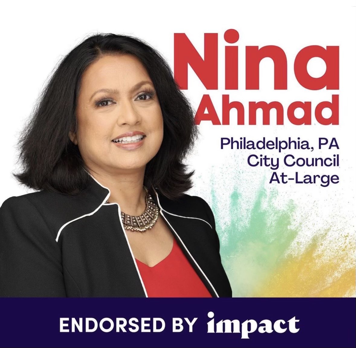 NinaAhmadPHL's tweet image. 🚨Endorsement Alert🚨 Once again @IA_Impact has my back! As a Bangladeshi American, grateful to have my voice elevated as I fight to be the #FirstSouthAsian to be elected to nation’s 6th largest city-Philly’s City Council #RepresentationMatters #HealthyPhillyForAStrongerFuture