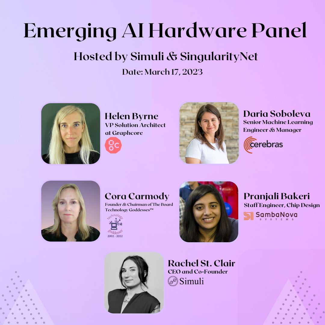 3/ The following day, we co-hosted a panel on emerging #AI hardware with @SimuliInc. Catch up on this thought-provoking conversation with remarkable women leaders where they provided their unique perspectives on the future of AI hardware: youtu.be/5fMBWDbUe04
