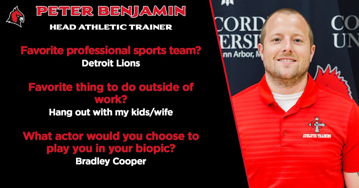 💭GET TO KNOW OUR AT'S⚕️

In honor of March being National Athletic Training Month, get to know the incredible staff of <a href="/CUAA_AT/">CUAA Athletic Training</a> that are crucial to <a href="/CUAACardinals/">Concordia Cardinals</a> Athletics!! 🫶

For the final day of March, learn about our Head Athletic Trainer, Peter Benjamin: